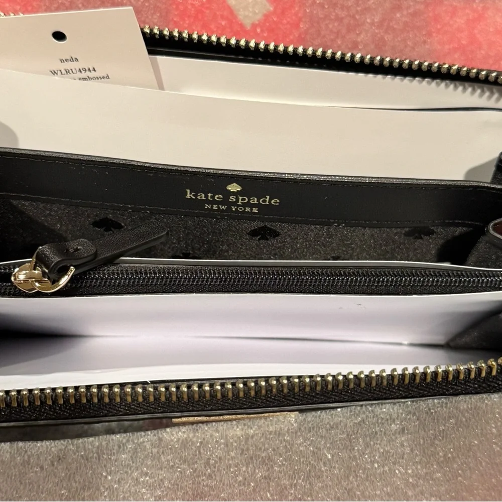 Kate Spade New York Women Penn Place Embossed Neda Zip Around Wallet Black